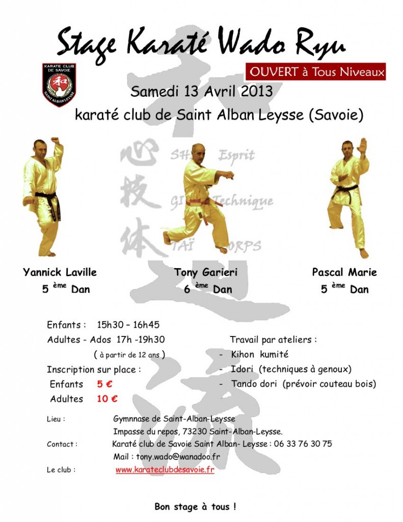 Stage Karaté Wado Ryu  avril 2013
